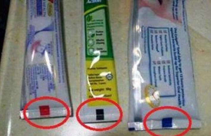   Afla ce indica patratelul colorat de pe tubul pastei de dinti